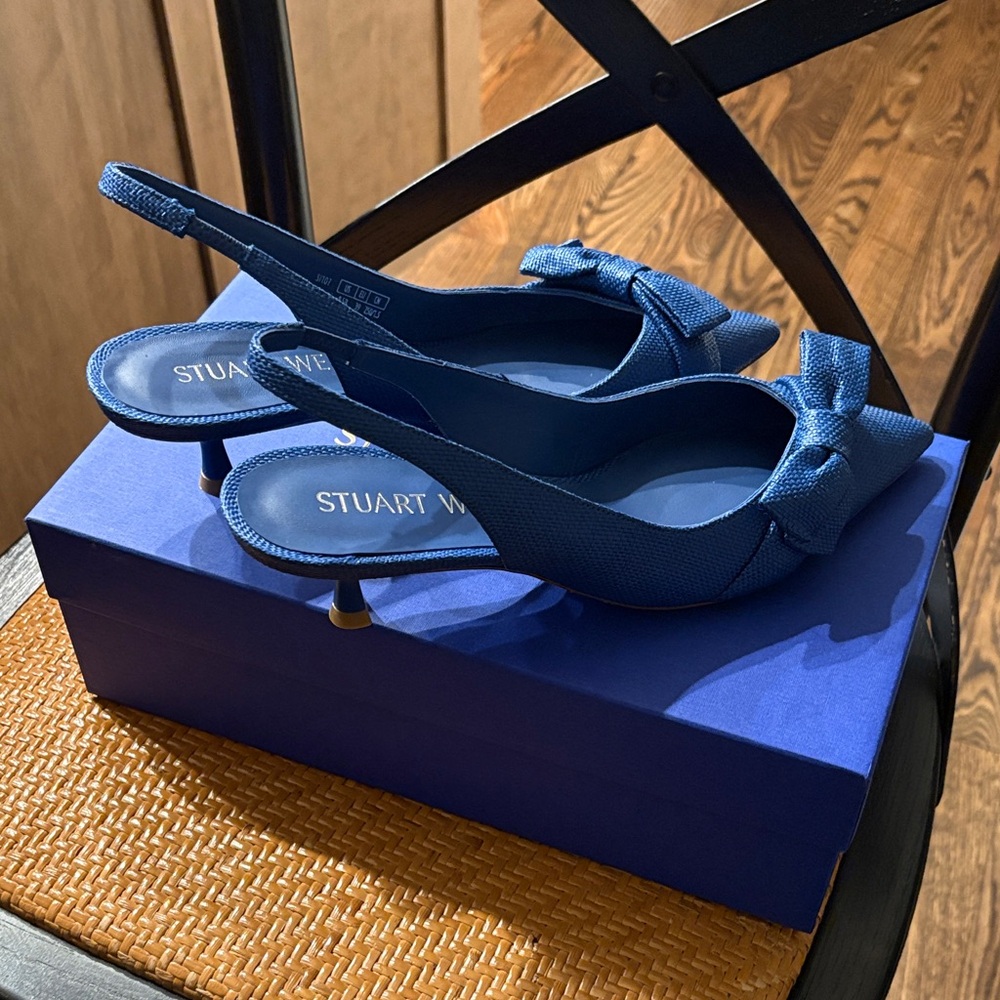 Stuart Weitzman Cobalt Blue Sofia 50 Slingback - Picture 2 of 5
